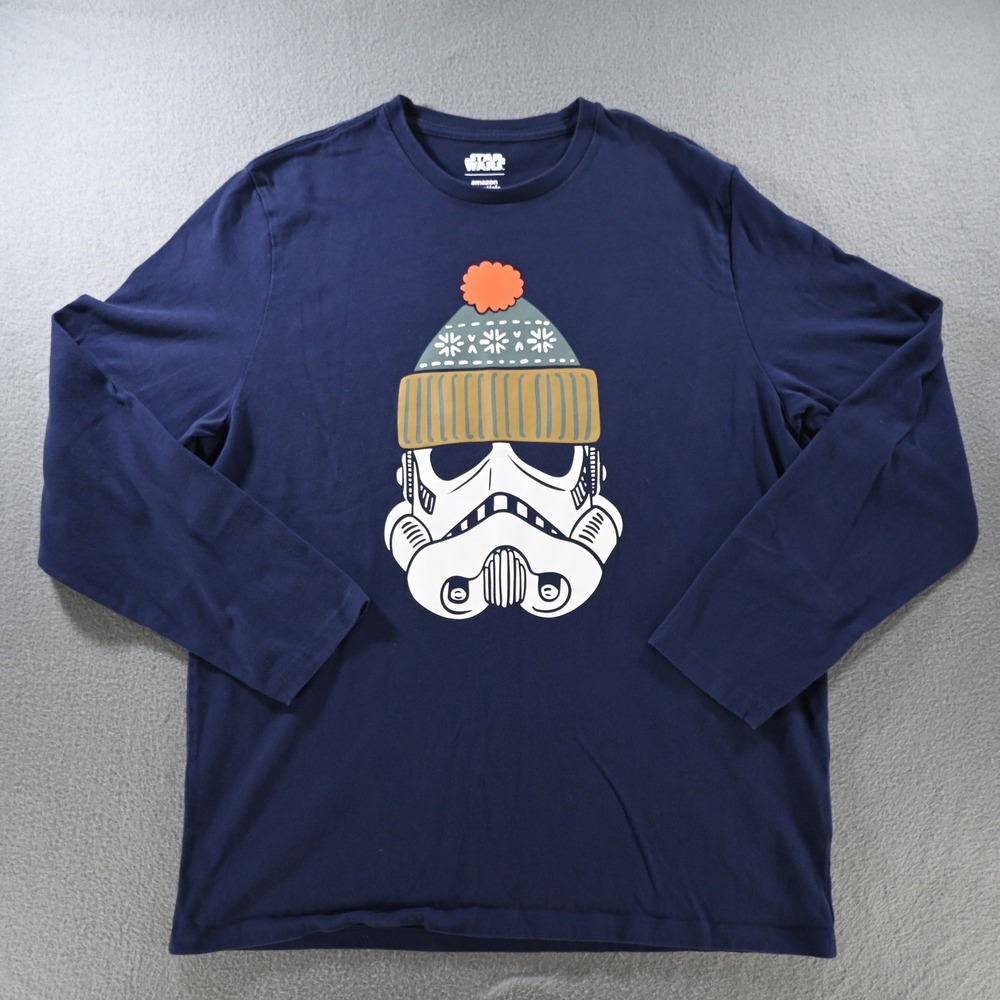 Star Wars Amazon Essentials Stormtrooper Beanie Long Sleeve Shirt L Navy Blue